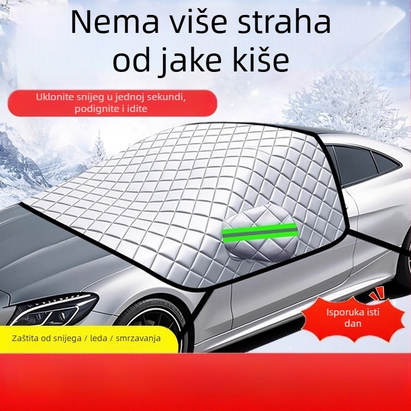 Univerzalno pokrivalo za prednje staklo automobila - aluminijska folija, dvostruki sloj, montaža klikom, mrežasti uzorak