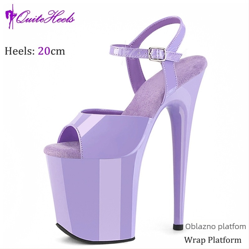 Platform sandale s platformom od 20 cm, visoke potpetice za pole dance, zaobljeni vrh prsta, PU gornji dio, gumena potplata