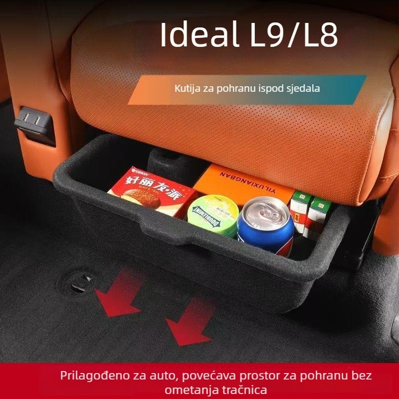 Kutija za skladištenje ispod sjedala za Ideal ONE i L9/L8, drugi red, automobil organizator, plastika, tvornički standard