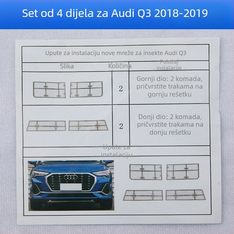 Pastoral Wind Mreža za vodni spremnik automobila, nehrđajući čelik, model 4565, kompatibilno s Audi, zaštita od insekata