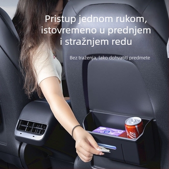 Plastična automobilna posuda za otpad za Tesla Model Y/3 — kutija za pohranu na stražnjoj klupi, model 09, bez prilagođavanja