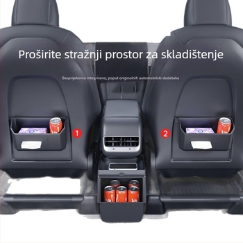 Plastična automobilna posuda za otpad za Tesla Model Y/3 — kutija za pohranu na stražnjoj klupi, model 09, bez prilagođavanja