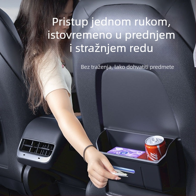 Plastična automobilna posuda za otpad za Tesla Model Y/3 — kutija za pohranu na stražnjoj klupi, model 09, bez prilagođavanja