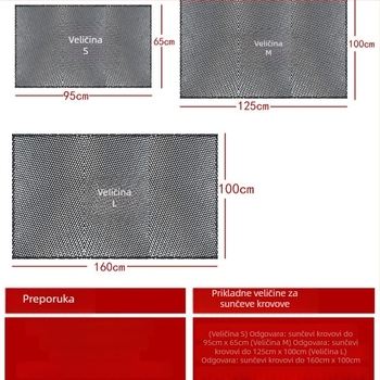 Automobilska mrežasta zavjesa za sunroof, prozirna, materijal: mreža, tip vješanja: viseća, univerzalna namjena