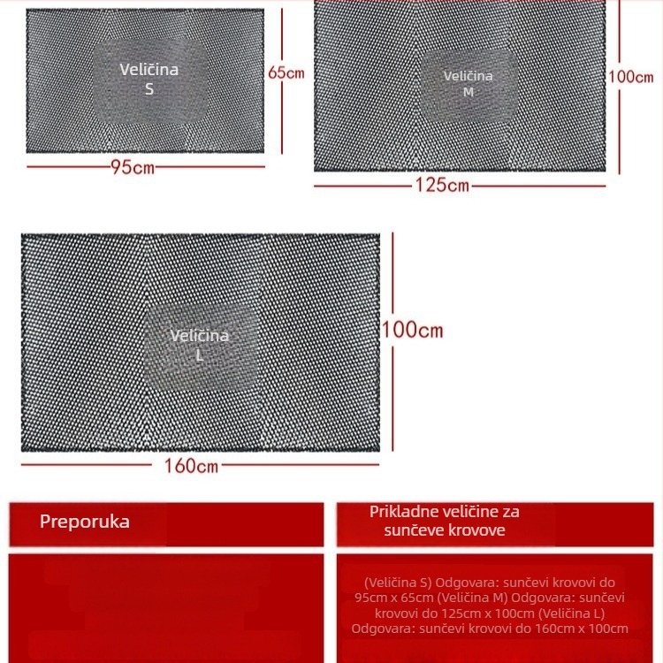 Automobilska mrežasta zavjesa za sunroof, prozirna, materijal: mreža, tip vješanja: viseća, univerzalna namjena