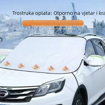 Automobilski snježni pokrov za prednje staklo, Oxford tkanina, dvostruki sloj, ugradnja snap-in, univerzalna veličina, težina 430 g