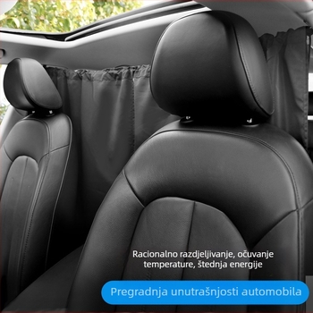 Unutarnja pregrada automobila, zavjesa za sunčevu zaštitu i toplinsku izolaciju, prednji i zadnji redovi, privatnost; Materijal: Spring Asia Spun; Prilagodba: Da; Univerzalni model; Način montaže: Vješanje
