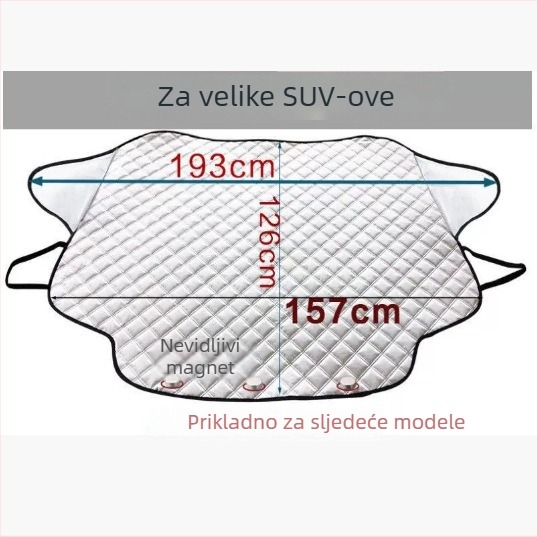 Aoyale Prednja zaštita vjetrobranskog prozora automobila – aluminijska folija, magnetsko pričvršćivanje, univerzalna kompatibilnost, minimalistički karirani uzorak
