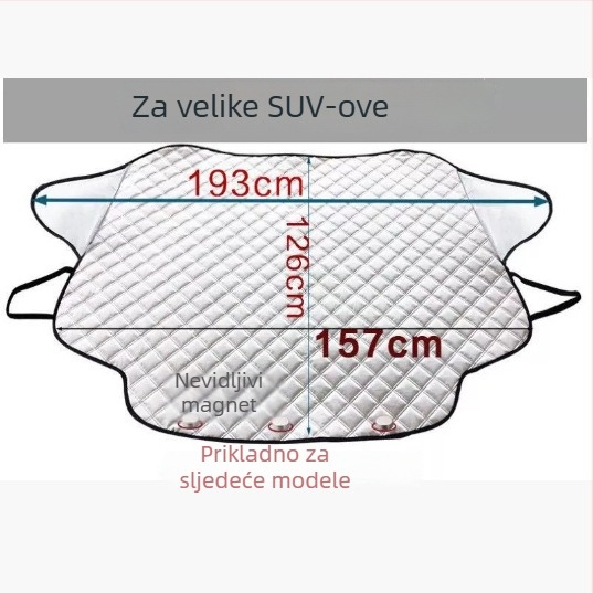 Aoyale Prednja zaštita vjetrobranskog prozora automobila – aluminijska folija, magnetsko pričvršćivanje, univerzalna kompatibilnost, minimalistički karirani uzorak