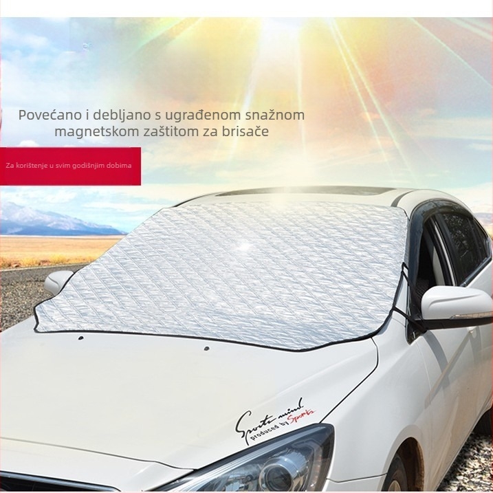 Aoyale Prednja zaštita vjetrobranskog prozora automobila – aluminijska folija, magnetsko pričvršćivanje, univerzalna kompatibilnost, minimalistički karirani uzorak