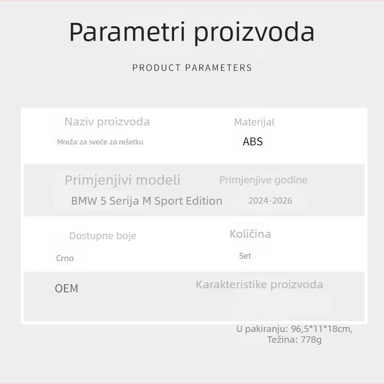 Prednja rešetka s mrežom protiv insekata za BMW 5 Series M Sport paket (godine 24–26) — Czpinchen ABS, model: konzultirajte korisničku službu