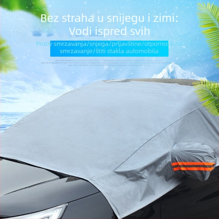 Univerzalna snježna zaštita za prednje staklo automobila od PEVA pamuka; bez prilagodbe; kompatibilna sa svim modelima; težina 0,45–1,1 kg; pogodna za hatchback, sedan i SUV