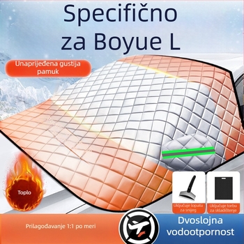 Zimski zaštitnik prednjeg vjetrobrana auta s aluminijskom folijom, karirani uzorak, sustav zakvačivanja, univerzalna prilagodba