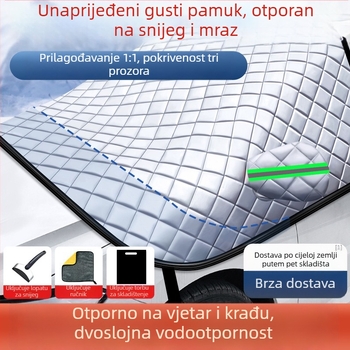 Zimski zaštitnik prednjeg vjetrobrana auta s aluminijskom folijom, karirani uzorak, sustav zakvačivanja, univerzalna prilagodba