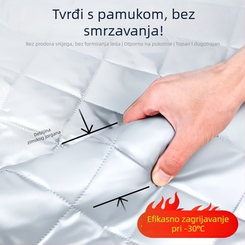Zimski zaštitnik prednjeg vjetrobrana auta s aluminijskom folijom, karirani uzorak, sustav zakvačivanja, univerzalna prilagodba