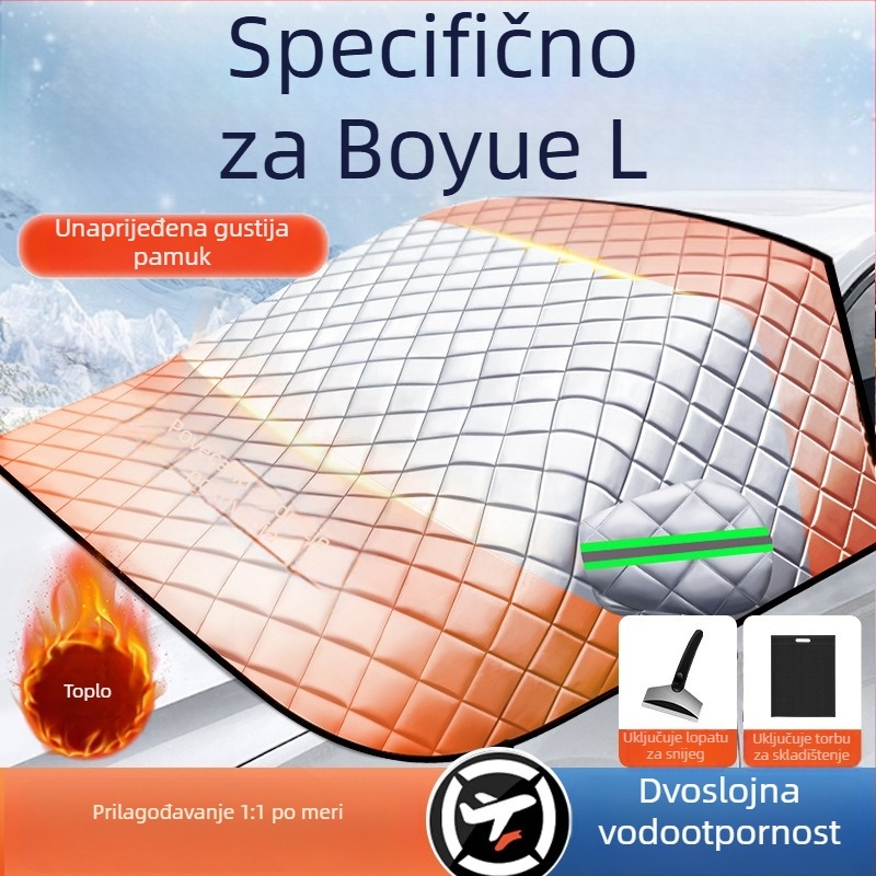 Zimski zaštitnik prednjeg vjetrobrana auta s aluminijskom folijom, karirani uzorak, sustav zakvačivanja, univerzalna prilagodba