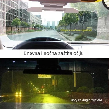 Dnevno-noćno anti-refleksijsko automobilno ogledalo sa zaštitom vizira i vjetrobrana