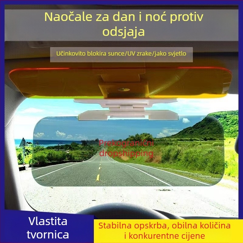 Dnevno-noćno anti-refleksijsko automobilno ogledalo sa zaštitom vizira i vjetrobrana