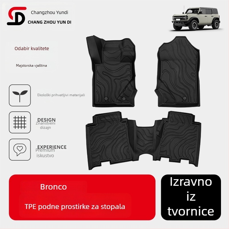 Yundi TPE injekcijski oblikovane podne prostirke i prostirka za prtljažnik za Ford Bronco Off-Road