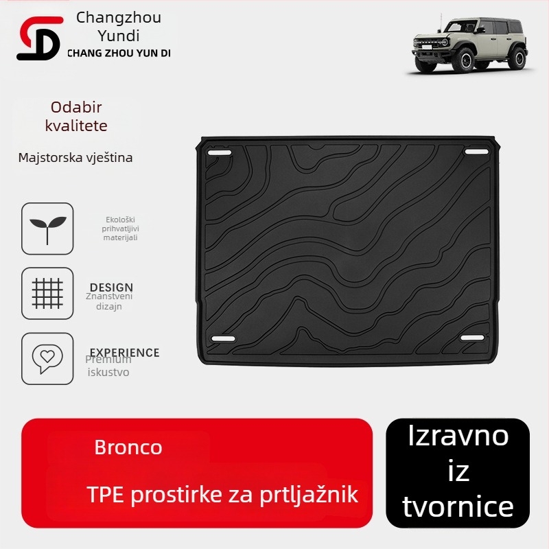 Yundi TPE injekcijski oblikovane podne prostirke i prostirka za prtljažnik za Ford Bronco Off-Road