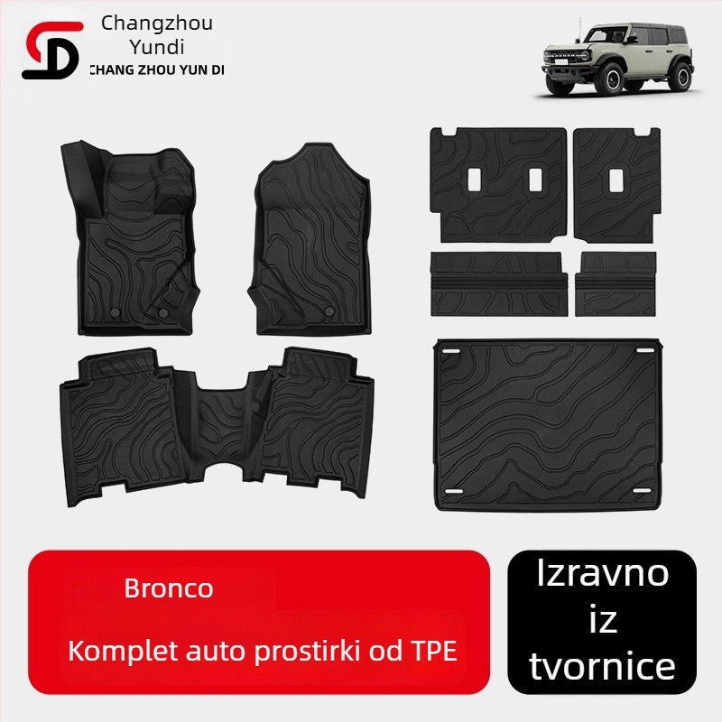 Yundi TPE injekcijski oblikovane podne prostirke i prostirka za prtljažnik za Ford Bronco Off-Road
