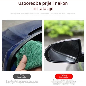 3R rub za retrovizor, karbonski uzorak, vodootporan, smanjenje buke od vjetra, univerzalno za automobile