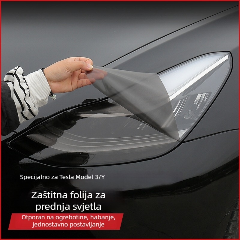 Tesla Model 3Y Film za prednje svjetla s promjenjivom bojom, TPU zaštitni film za stražnja svjetla — Crni ratnik izdanje