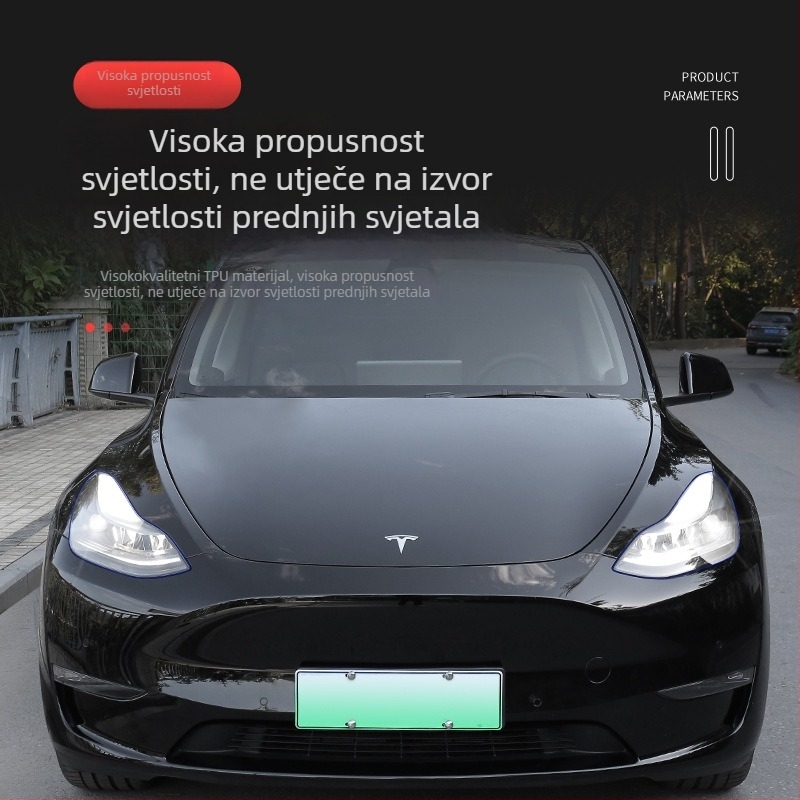 Tesla Model 3Y Film za prednje svjetla s promjenjivom bojom, TPU zaštitni film za stražnja svjetla — Crni ratnik izdanje
