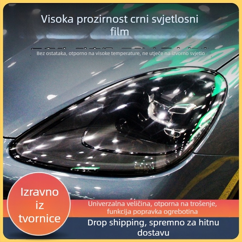 Samoljepljivi TPU film za auto svjetla, tamno crna nijansa, proziran otporan na ogrebotine film za promjenu boje, film za stražnja svjetla