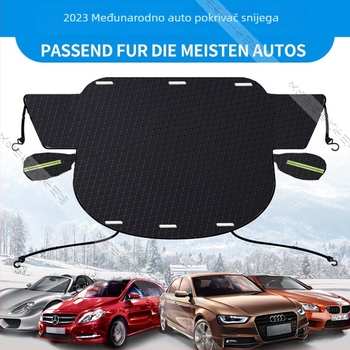 Navlaka za snijeg za vjetrobran automobila s magnetima, Oxford tkanina, vodonepropusna i izolacija od smrzavanja, karirani uzorak, 420 g, montaža kopčom i magnetom