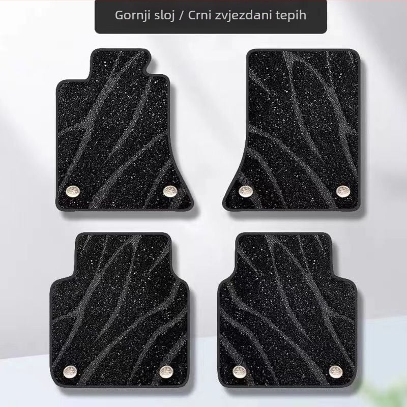 Audi A6L vozačev podni prostirka za auto — dizajn zvjezdano nebo, vlaknasti velur + PE, otporna na habanje, bez mirisa, Snowy