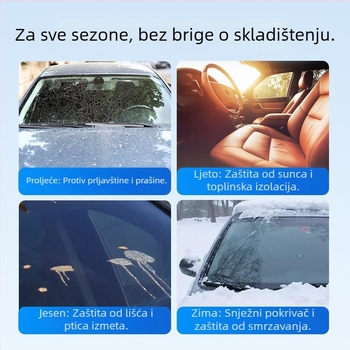 Zimska navlaka za vjetrobran automobila — potpuna zaštita motornog poklopca, materijal: meki Oxford plat flok, montaža kukom, univerzalna kompatibilnost, mogućnost otiska logotipa i licencirani privatni label