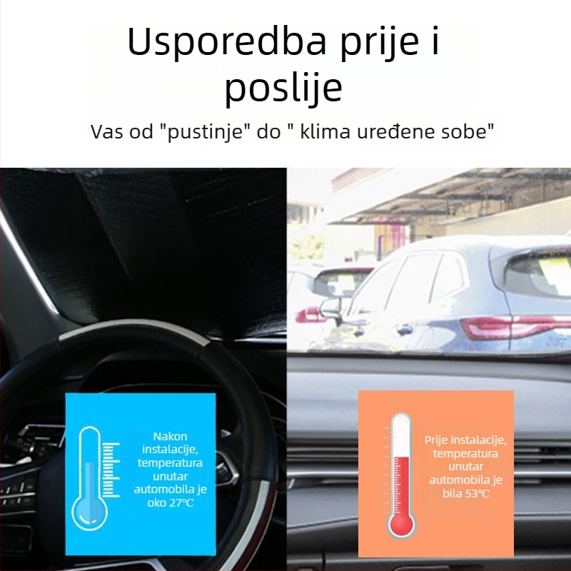 Yu jian auto sjenilo s teleskopskom instalacijom, za prednje i stražnje prozore, debeli jednostavni stil, univerzalna kompatibilnost