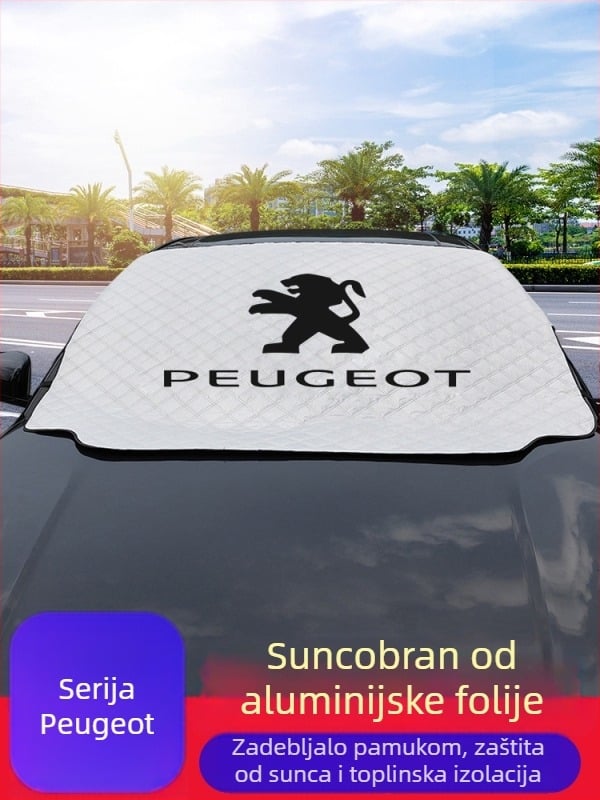 Navlaka za prednje staklo Peugeot, aluminijska folija, četiri sezone