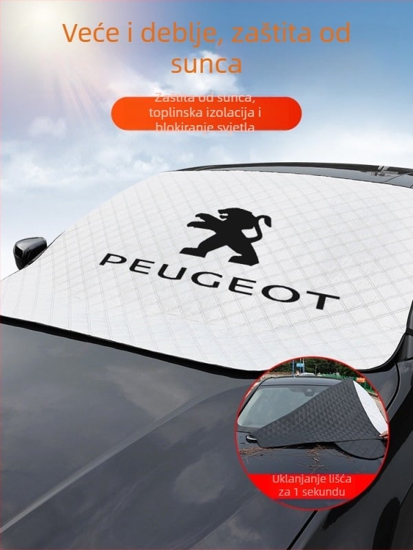 Navlaka za prednje staklo Peugeot, aluminijska folija, četiri sezone