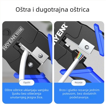 Krimp alata za mrežne kablove RJ45, Cat5–Cat8, profesionalne razine, dizajn koji štedi napor, materijal A3 čelik, kućni tester alat