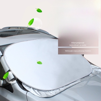 Auto sjenilo za prednje staklo, flokirana aluminijska folija, snap-in ugradnja, prikladno za opće modele, moguć tisk logotipa