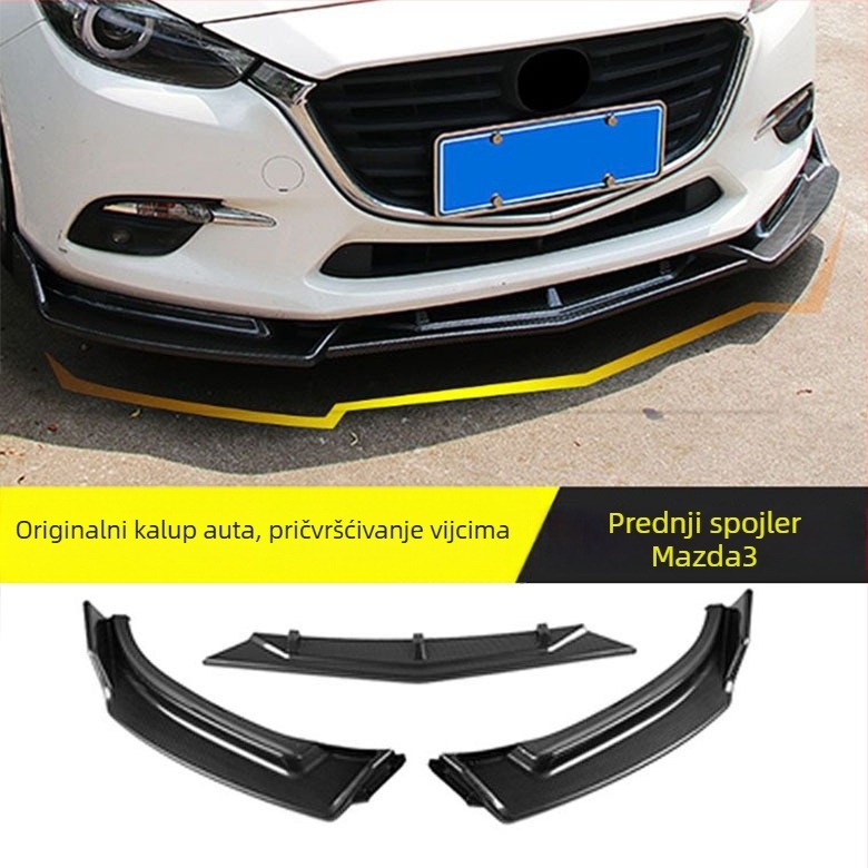 Prednji lip za branik Mazda 3 (2014–2019, Axela) s karbonskim uzorkom završne obrade, bez prilagodbe