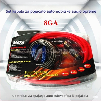 Komplet za nadogradnju zvuka u automobilu: bakreno obloženi aluminijski vod No. 8, kabeli signala za pojačalo i zvučnike (bez prilagodbe obrade)