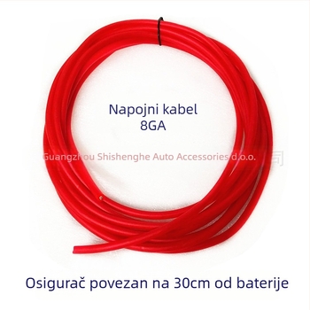 Komplet za nadogradnju zvuka u automobilu: bakreno obloženi aluminijski vod No. 8, kabeli signala za pojačalo i zvučnike (bez prilagodbe obrade)