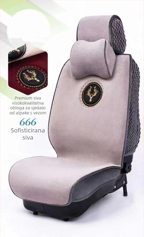 Auto sjedalo jastuk s naslonom za leđa i podrškom za lumbalni dio, alpaka površina, punjenje od pjene, pogodan za sve sezone, protuklizno, topao i debeo, unisex