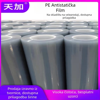 Prozirna PET zaštitna folija za plastične površine, antistatična, otporna na prašinu i ogrebotine; debljina 40–50 mm, 95% prijenos svjetla, PE baza