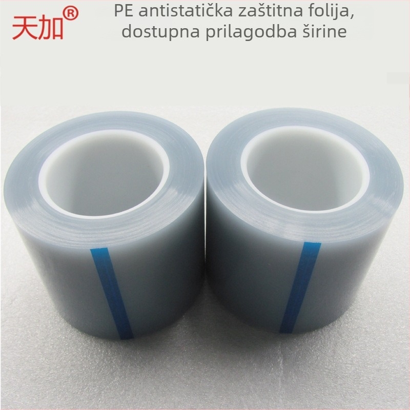 Prozirna PET zaštitna folija za plastične površine, antistatična, otporna na prašinu i ogrebotine; debljina 40–50 mm, 95% prijenos svjetla, PE baza