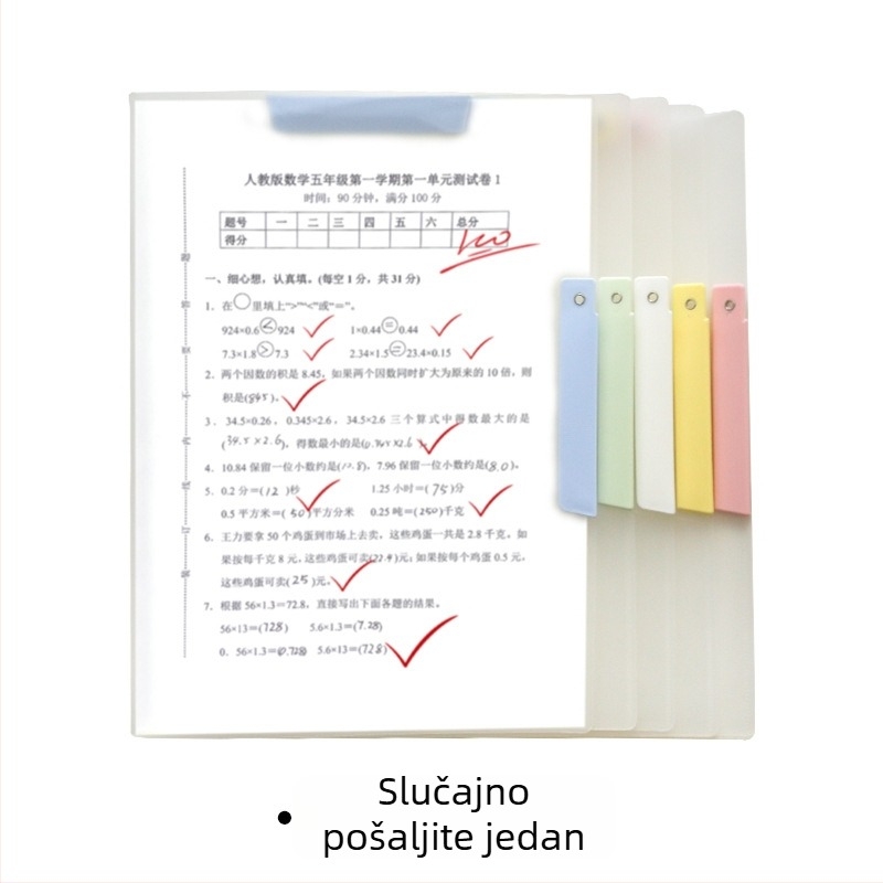 A3 dvostruki vučni folder s trakom, rotirajući organizator dokumenata za učenike, model 4238, PP materijal, klipsa za šipku, širina stražnje strane 24 cm, debljina ploče 0,1 cm