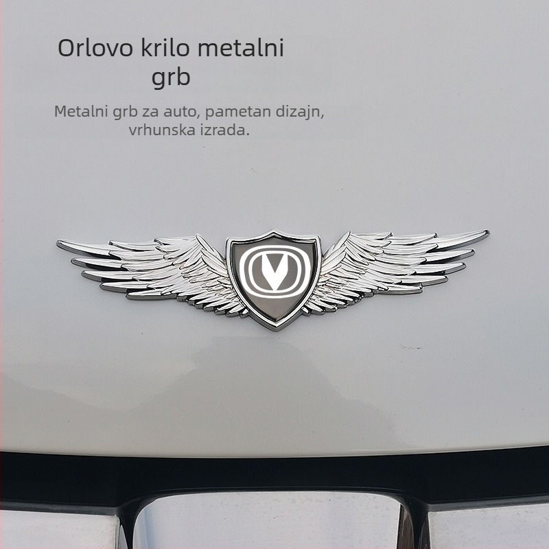 Naljepnica za poklopac motora Delashun, cinkova legura, logotip automobila, lijepljenje