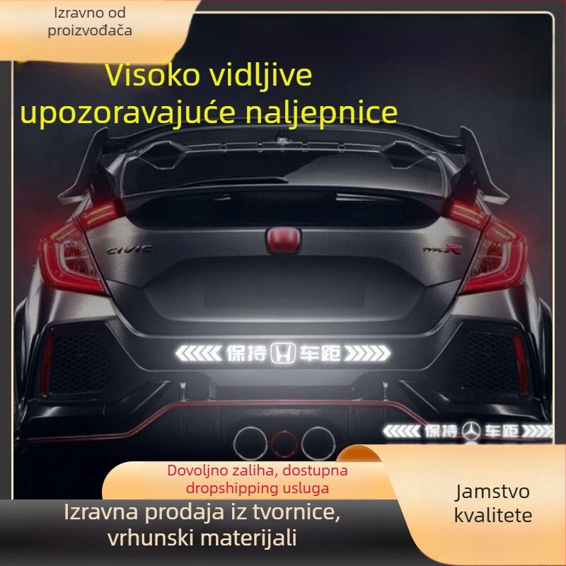 Automobilska reflektirajuća upozoravajuća naljepnica — samolijepljiva instalacija, univerzalni uzorak, prilagodljiva