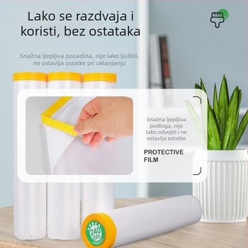 JK prašnjavi zaštitni film za namještaj i unutarnje bojanje — prilagodljivi maskirajući film, Jinghua papir + novi materijal, debljina oko 0,6, izvrsna propusnost svjetla, papirno jezgro, ljepilo Jinghua Paper