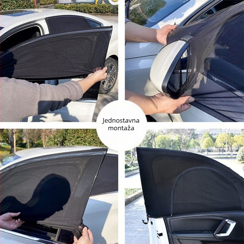 Automobilski prozor – rolo zavjesa od mreže za zaštitu od sunca, toplinsku izolaciju i privatnost, protiv komaraca (materijal: mreža; tip: rolo zavjesa; prozirnost: poluprozirno; opća kompatibilnost)