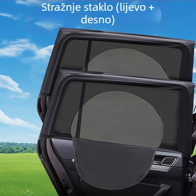 Automobilski prozor – rolo zavjesa od mreže za zaštitu od sunca, toplinsku izolaciju i privatnost, protiv komaraca (materijal: mreža; tip: rolo zavjesa; prozirnost: poluprozirno; opća kompatibilnost)