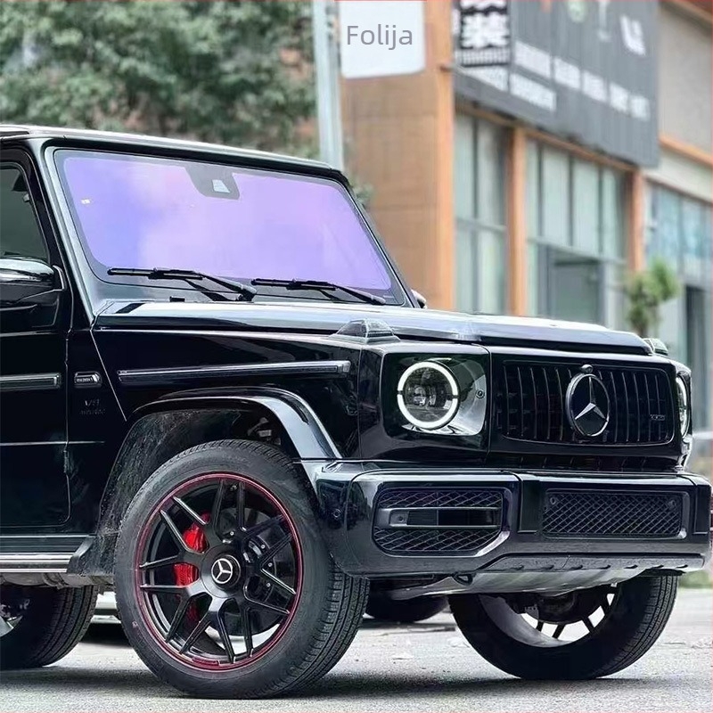 Folija za prednje staklo automobila u carsko ljubičastoj boji — mijenja boju, privatnost, optički toplinski film s tri srebrne pruge i metalnom žicom